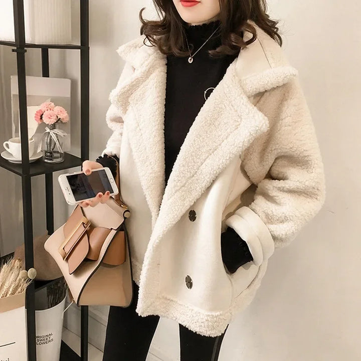 Phillipa | Women Button Collar Shearling Jacket