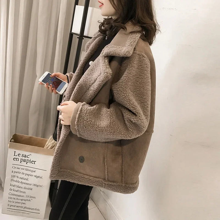 Phillipa | Women Button Collar Shearling Jacket