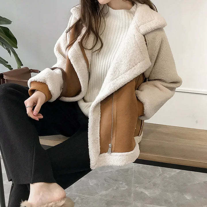 Phillipa | Women Button Collar Shearling Jacket