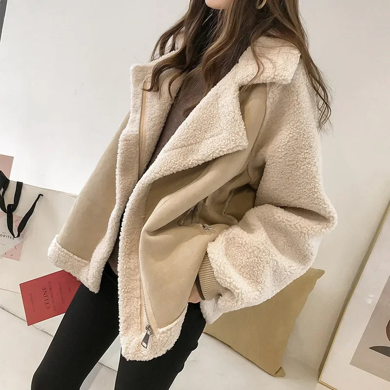 Phillipa | Women Button Collar Shearling Jacket