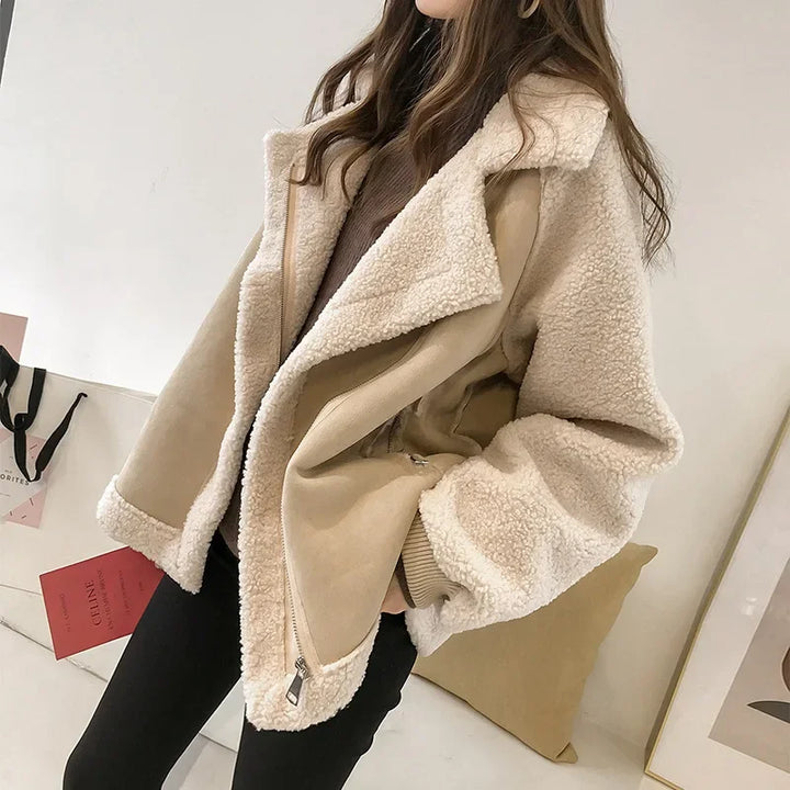 Phillipa | Women Button Collar Shearling Jacket