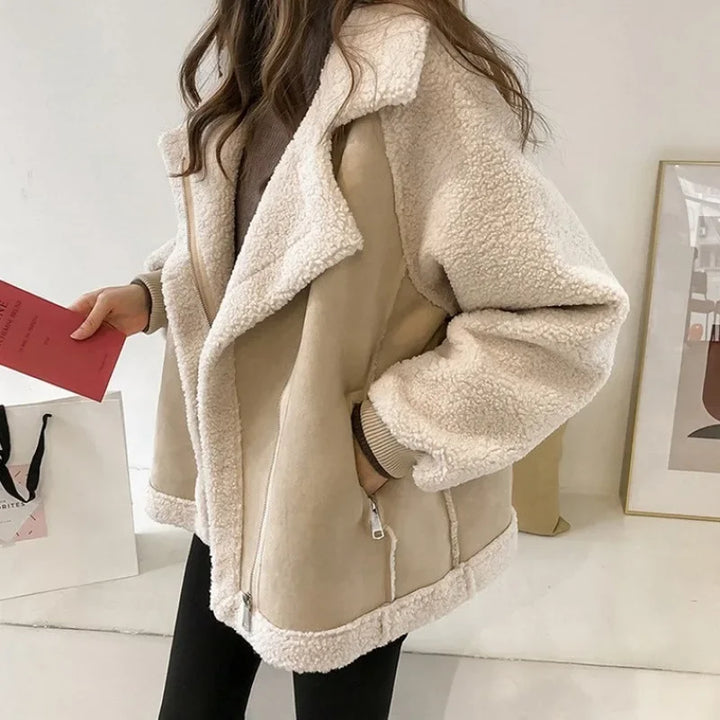 Phillipa | Women Button Collar Shearling Jacket