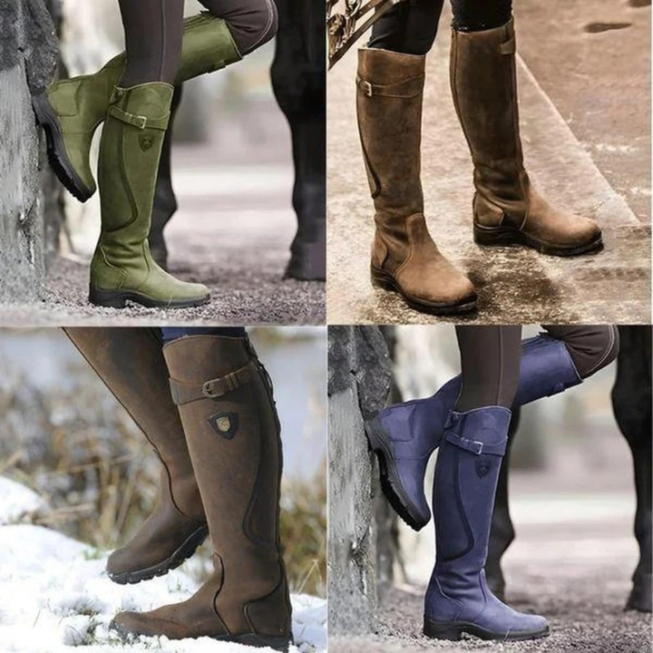 Xena | Women Strap Buckle Knee High Boots