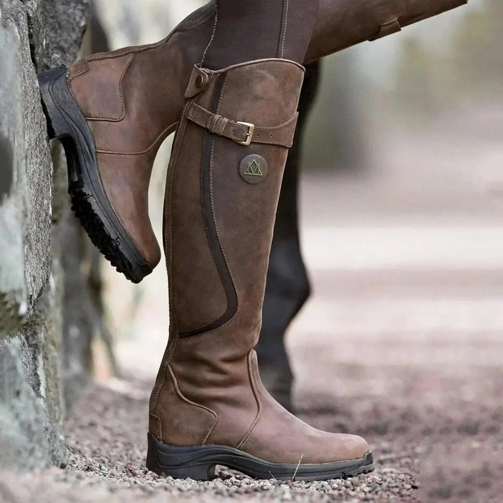 Xena | Women Strap Buckle Knee High Boots