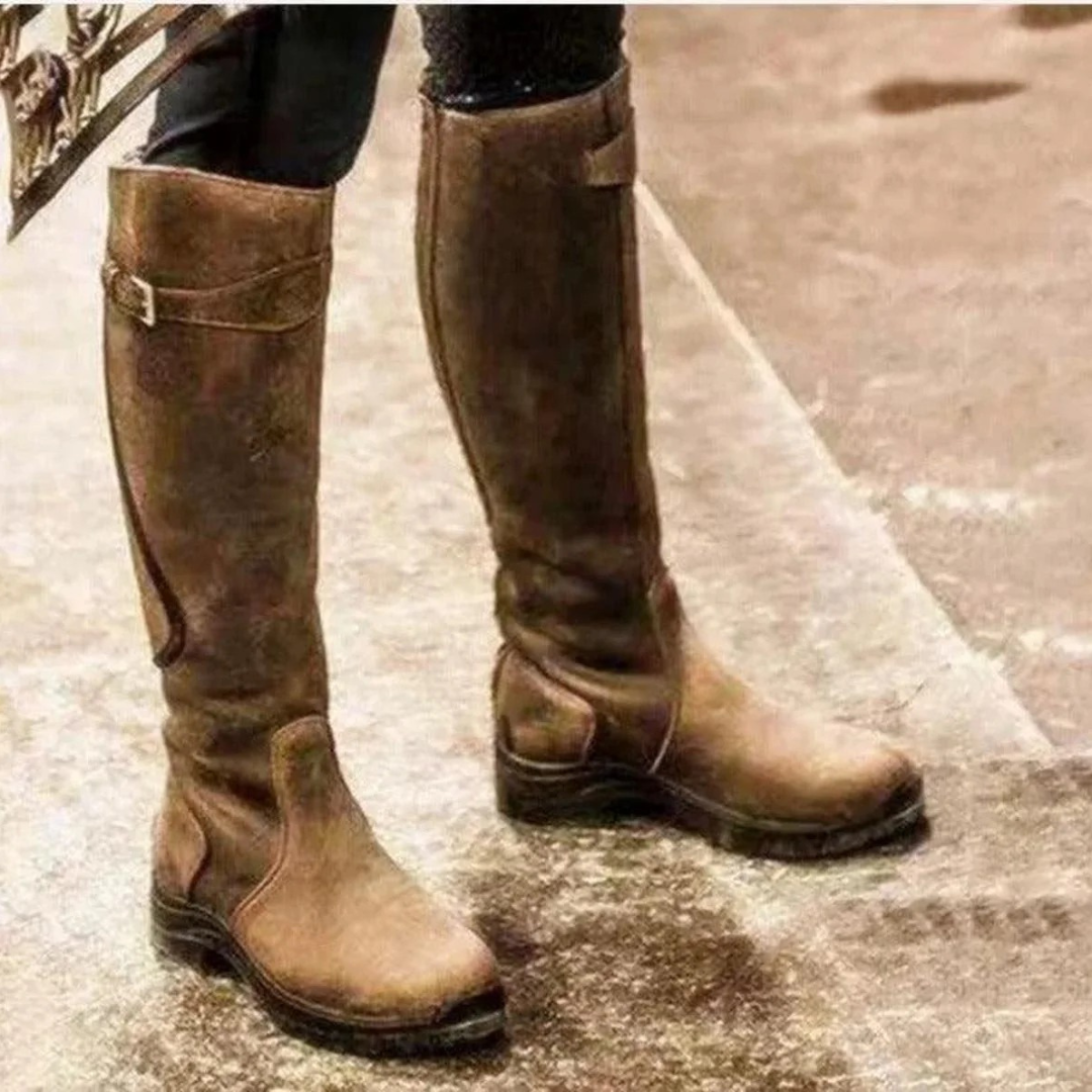 Xena | Women Strap Buckle Knee High Boots
