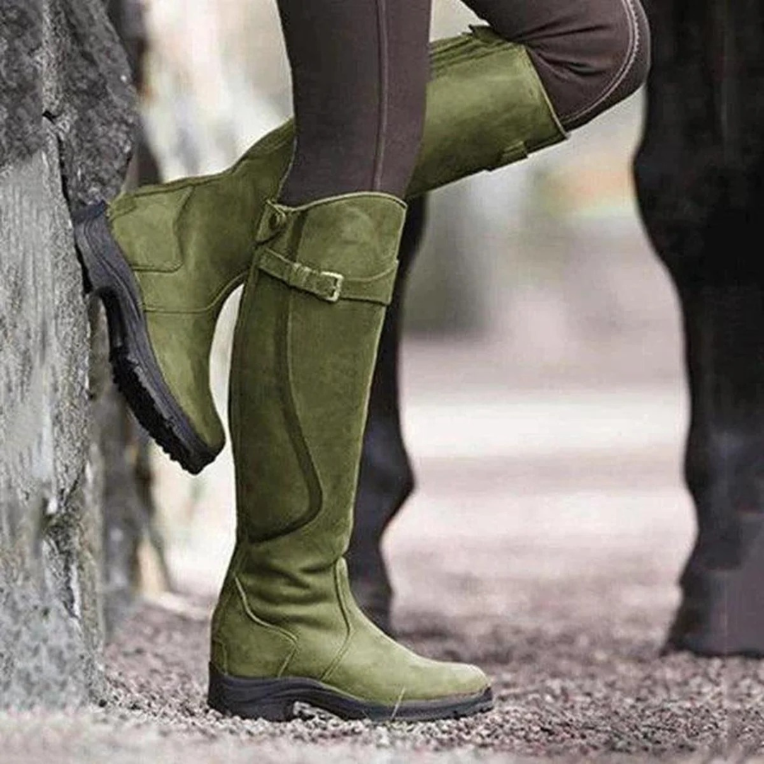 Xena | Women Strap Buckle Knee High Boots