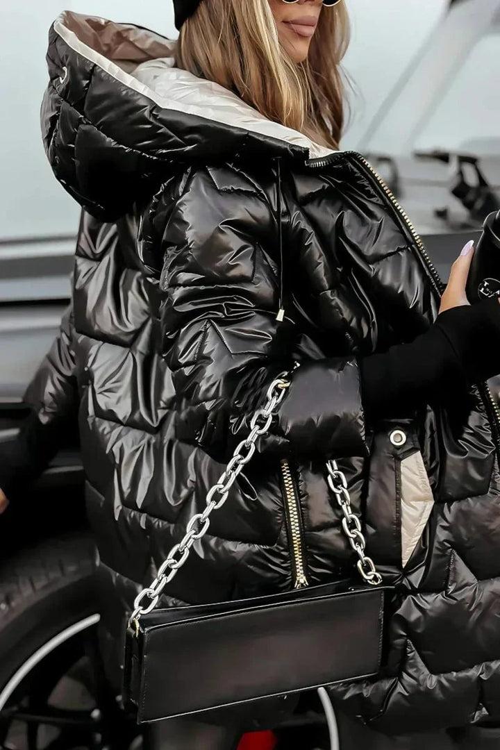 Albina Women Hooded Long Quilted Zip Winter Coat
