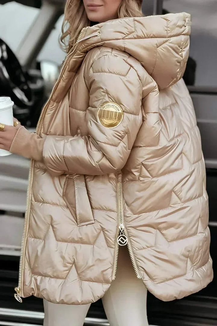Albina Women Hooded Long Quilted Zip Winter Coat