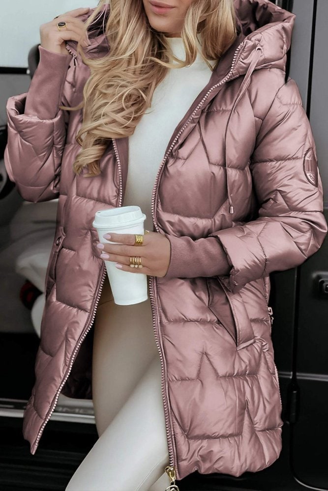 Albina Women Hooded Long Quilted Zip Winter Coat