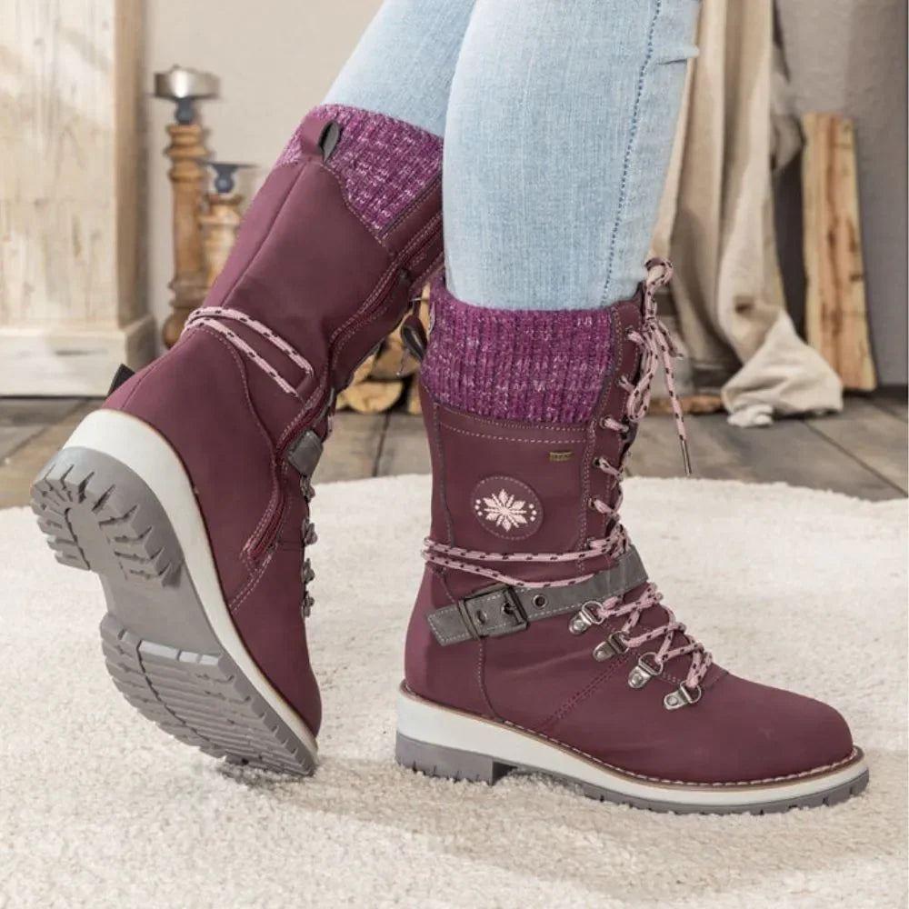 Clelia | Women Knit Cuff Combat Winter Boots