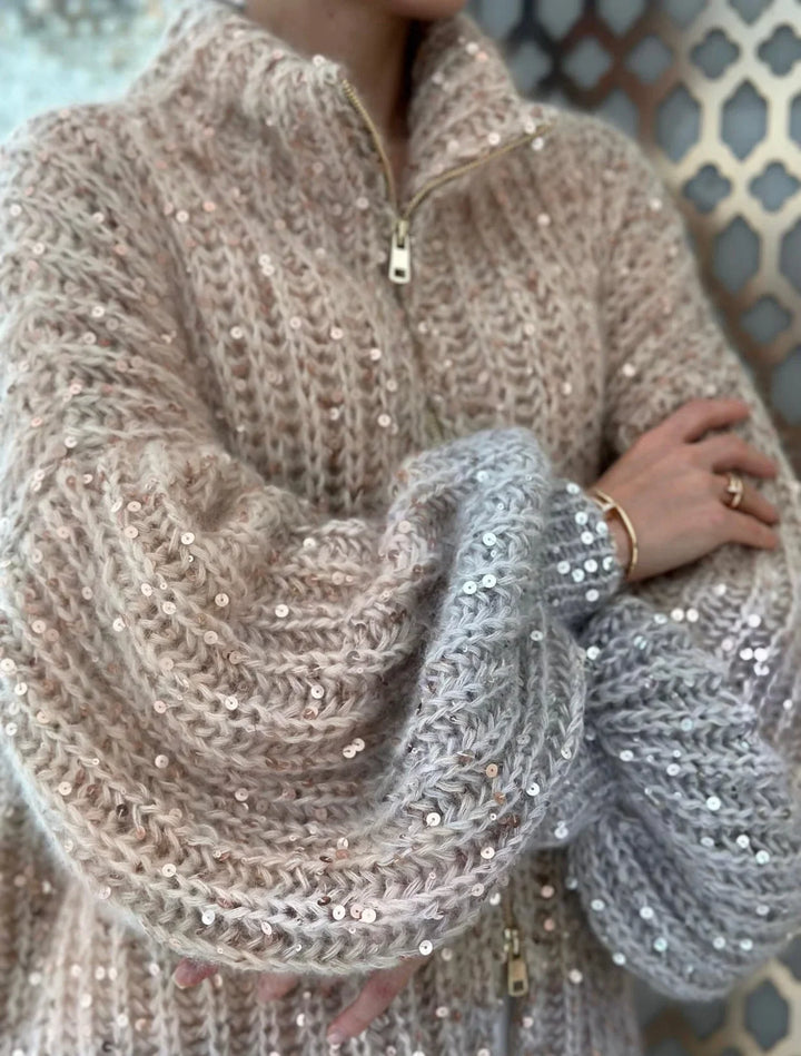 Molly | Women Sequin Zip Knit Sweater