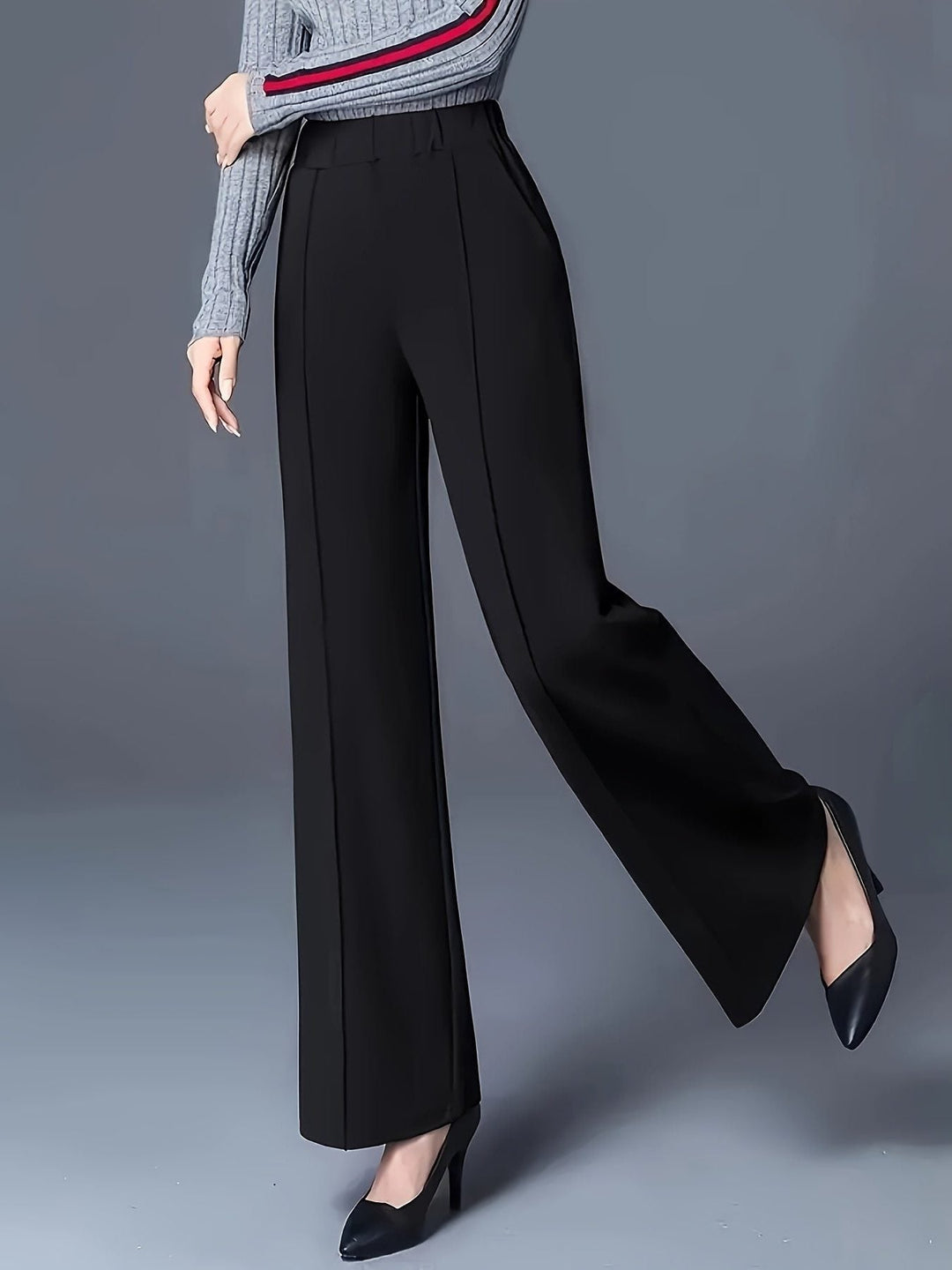 Benedikte Women Pleated Pull On High Rise Black Pants