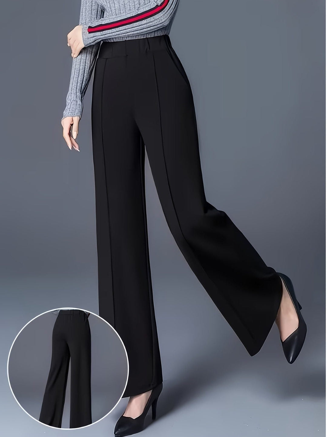 Benedikte Women Pleated Pull On High Rise Black Pants