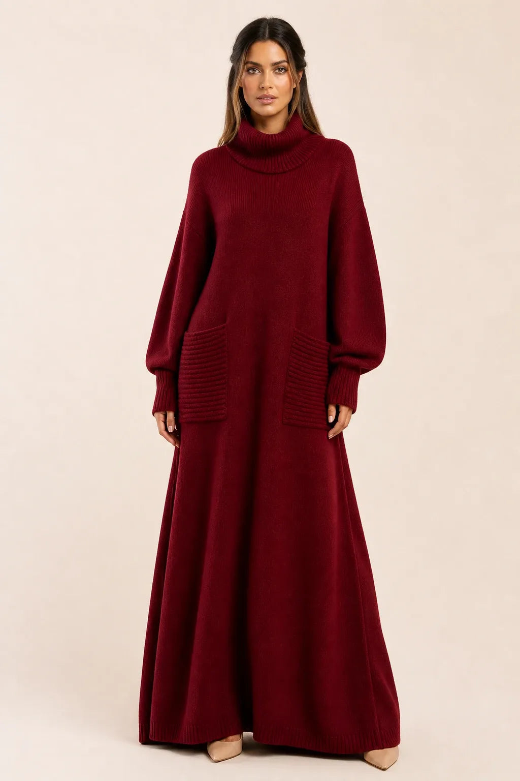 Lova | Women Ribbed Turtleneck Maxi Dress
