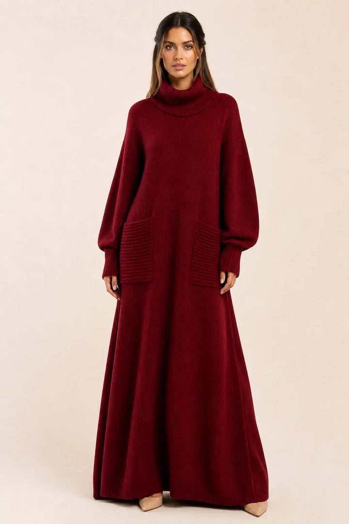Lova | Women Ribbed Turtleneck Maxi Dress