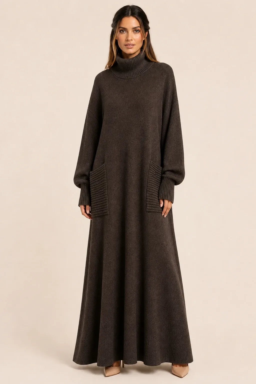 Lova | Women Ribbed Turtleneck Maxi Dress