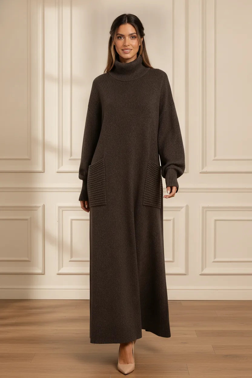 Lova | Women Ribbed Turtleneck Maxi Dress