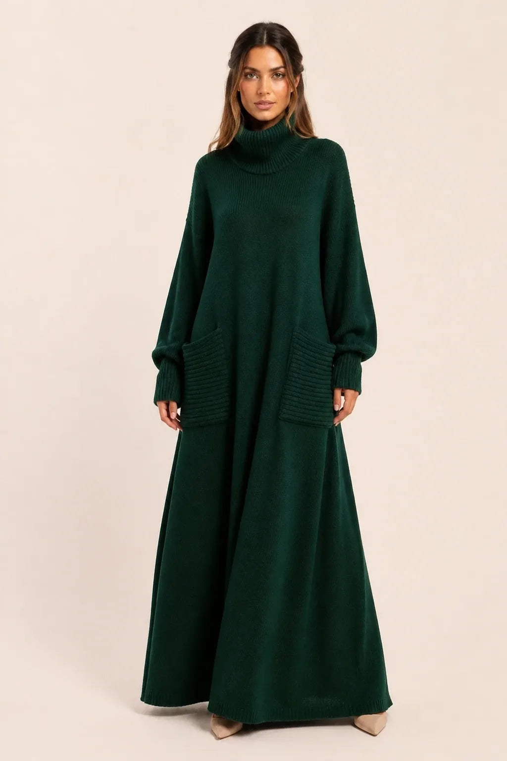Lova | Women Ribbed Turtleneck Maxi Dress