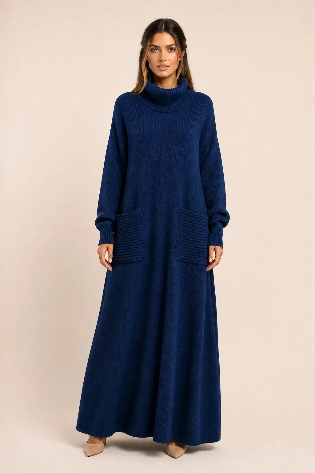 Lova | Women Ribbed Turtleneck Maxi Dress