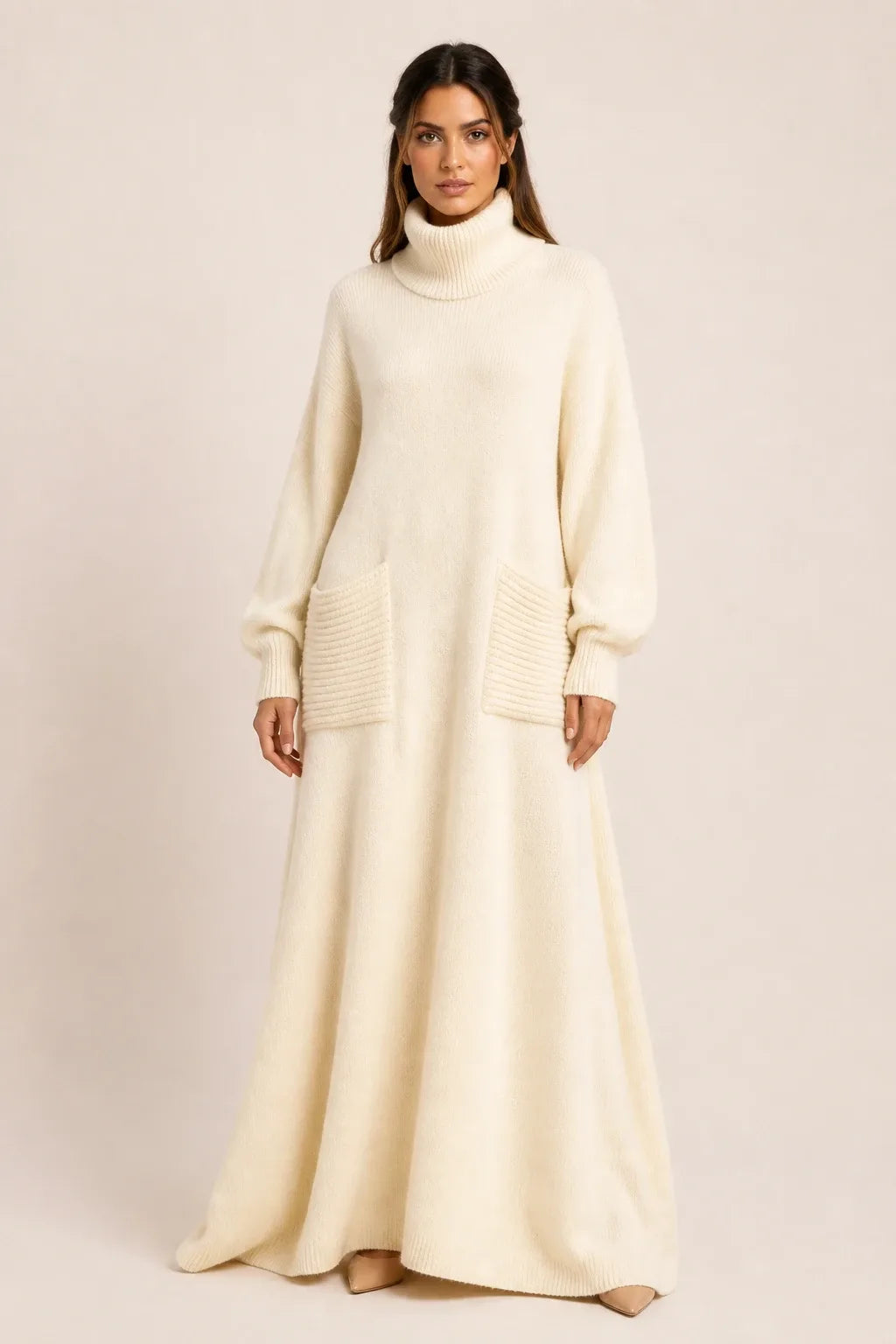 Lova | Women Ribbed Turtleneck Maxi Dress