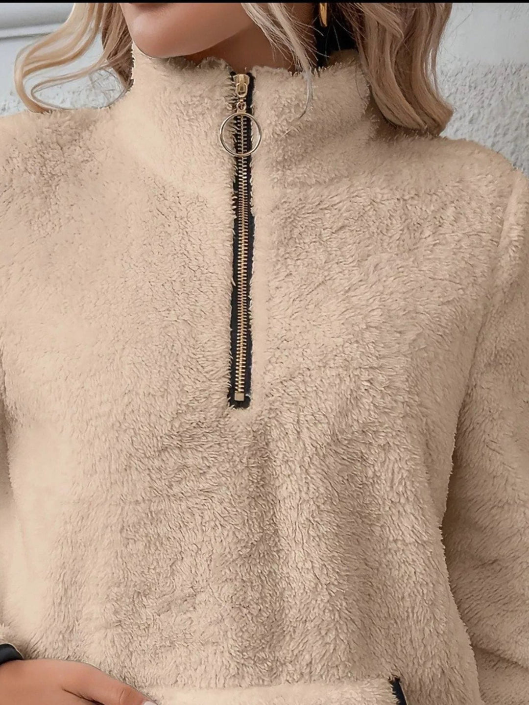 Joyce | Women Sherpa Pocket Half Zip Pullover