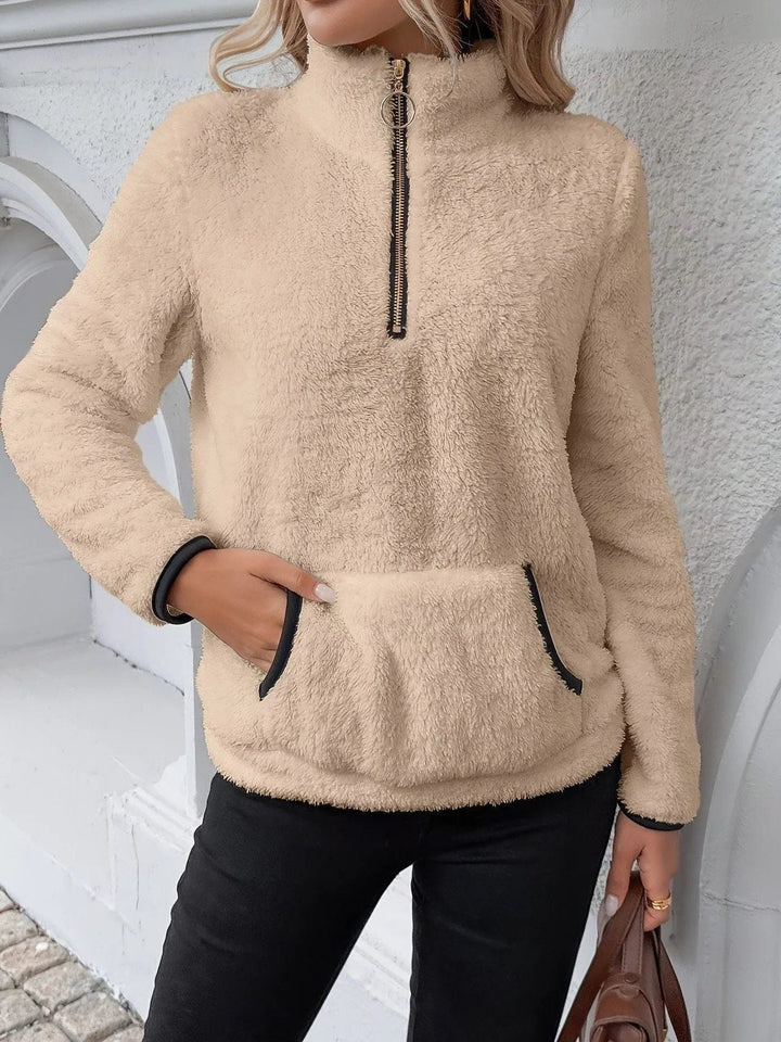 Joyce | Women Sherpa Pocket Half Zip Pullover
