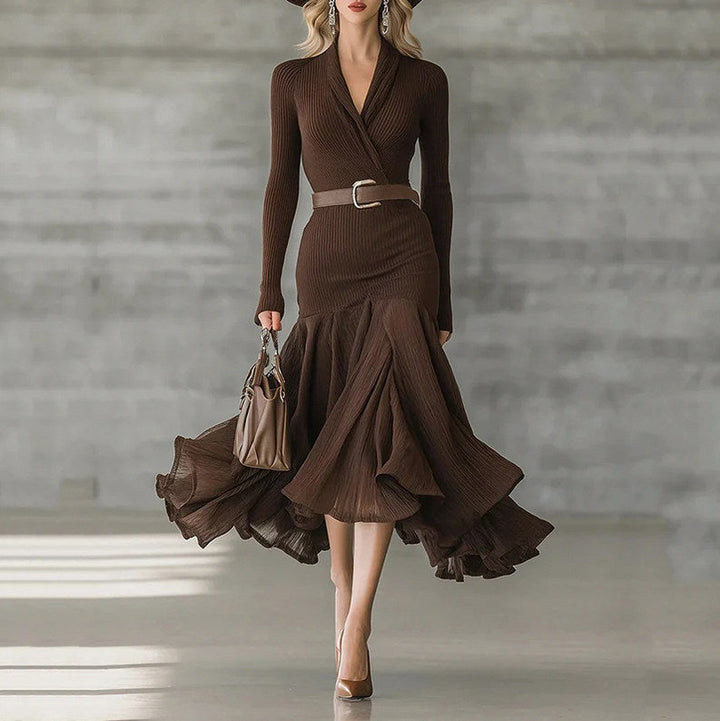 Sue | Women Ribbed Wrap Midi Dress