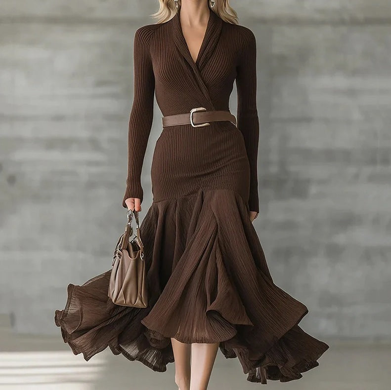 Sue | Women Ribbed Wrap Midi Dress