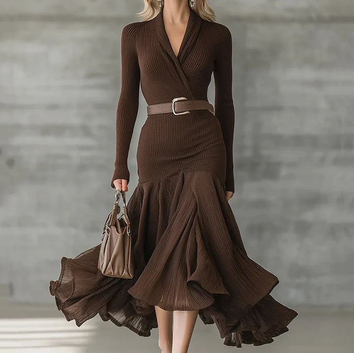 Sue | Women Ribbed Wrap Midi Dress