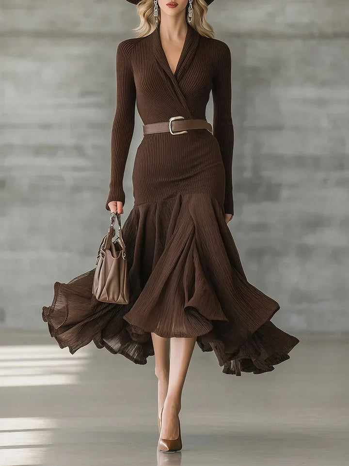 Sue | Women Ribbed Wrap Midi Dress