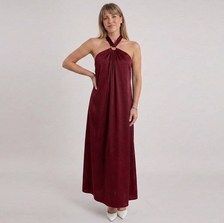 Esperanza | Women Ring Halter Maxi Fall Wedding Guest Dress