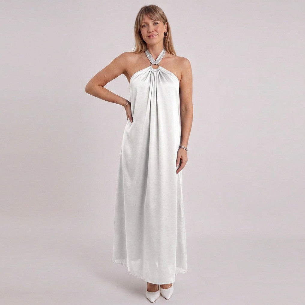 Esperanza | Women Ring Halter Maxi Fall Wedding Guest Dress