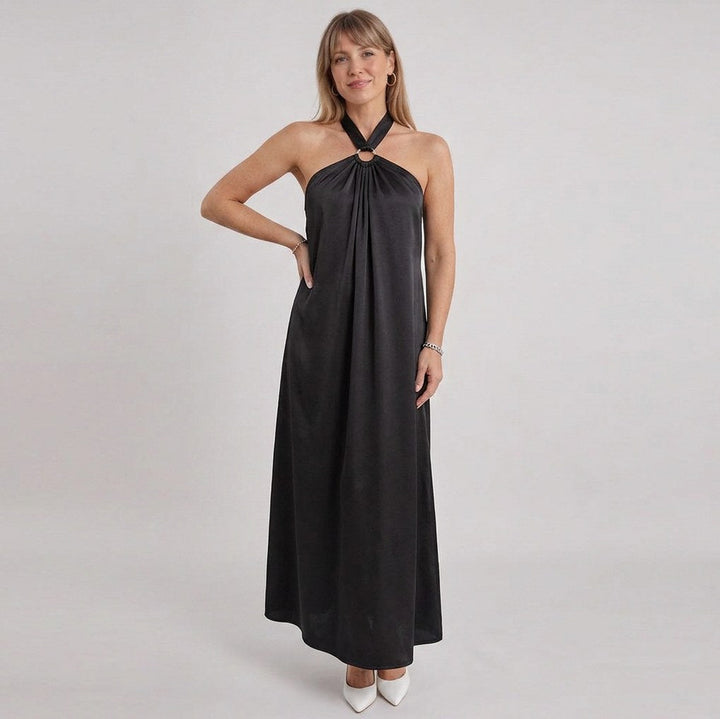 Esperanza | Women Ring Halter Maxi Fall Wedding Guest Dress