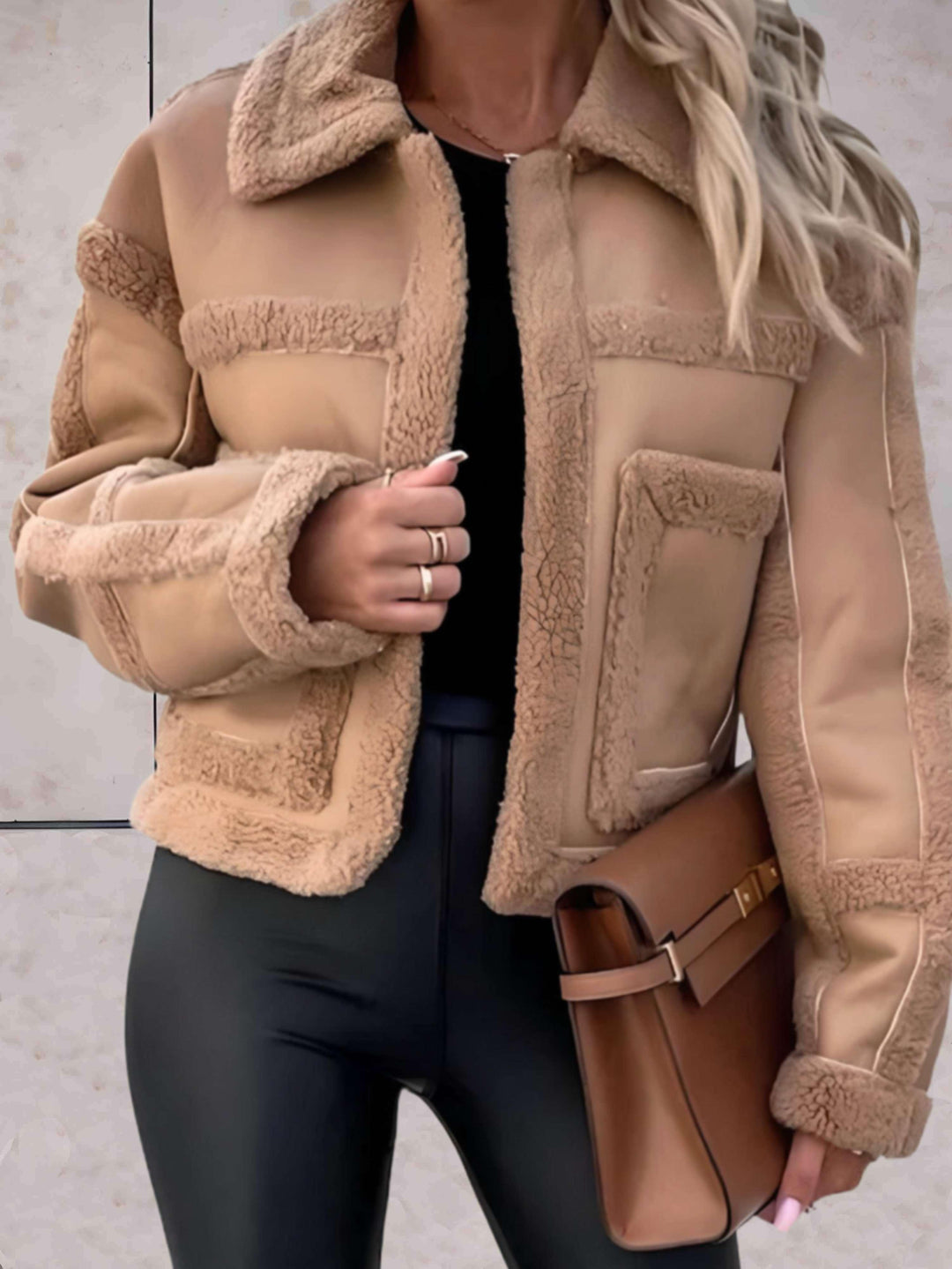 Cyd | Women Pocket Panel Shearling Jacket