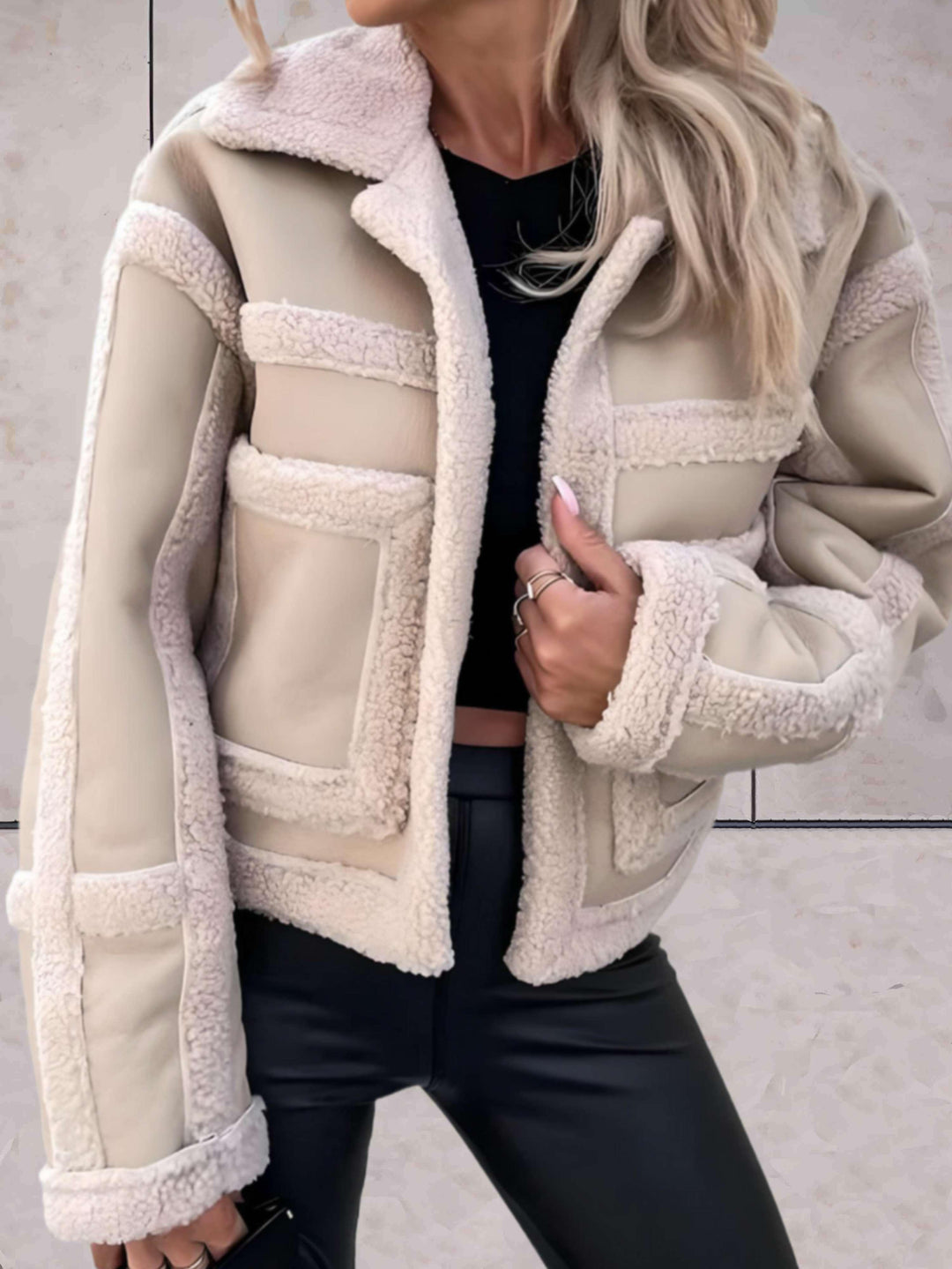 Cyd | Women Pocket Panel Shearling Jacket