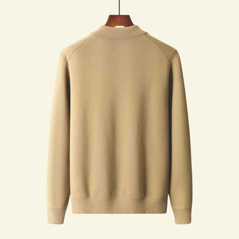 Cashmere Cardigan for Men Collared Button Up Soft Knit Smart Casual
