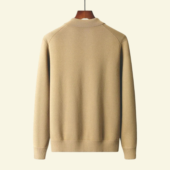 Cashmere Cardigan for Men Collared Button Up Soft Knit Smart Casual
