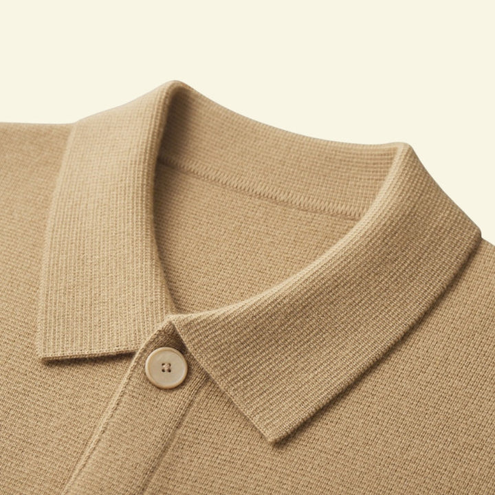 Cashmere Cardigan for Men Collared Button Up Soft Knit Smart Casual