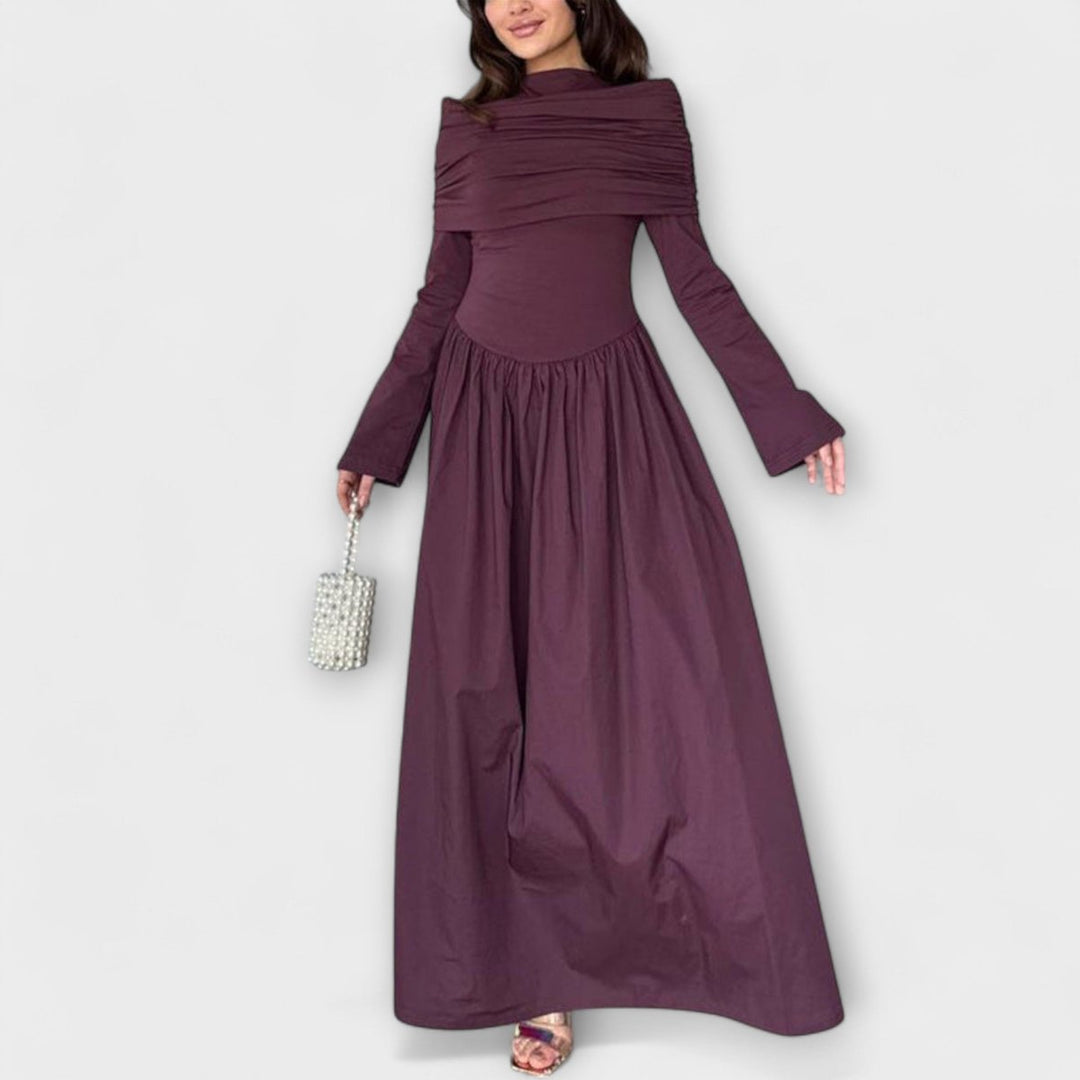 Teodora Women Pleated Yoke High Neck A Line Dress