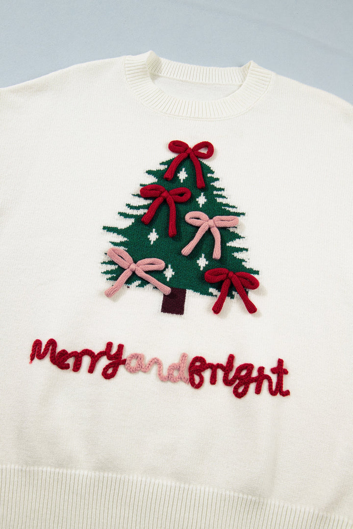 Pomona Women Tree and Bow Applique Christmas Sweater
