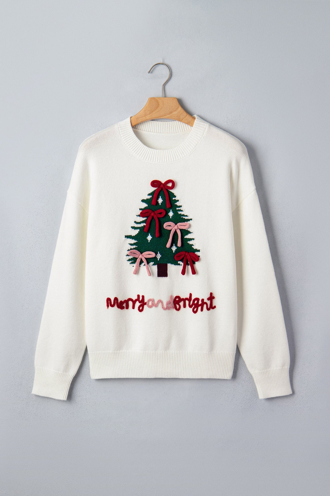 Pomona Women Tree and Bow Applique Christmas Sweater