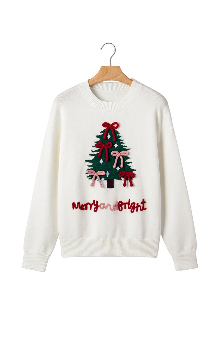Pomona Women Tree and Bow Applique Christmas Sweater
