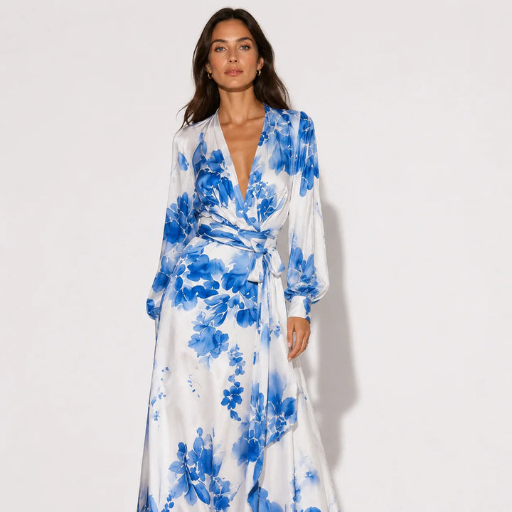 Norma | Women Floral Wrap Winter Wedding Guest Dress