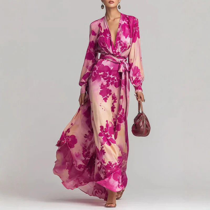 Norma | Women Floral Wrap Winter Wedding Guest Dress
