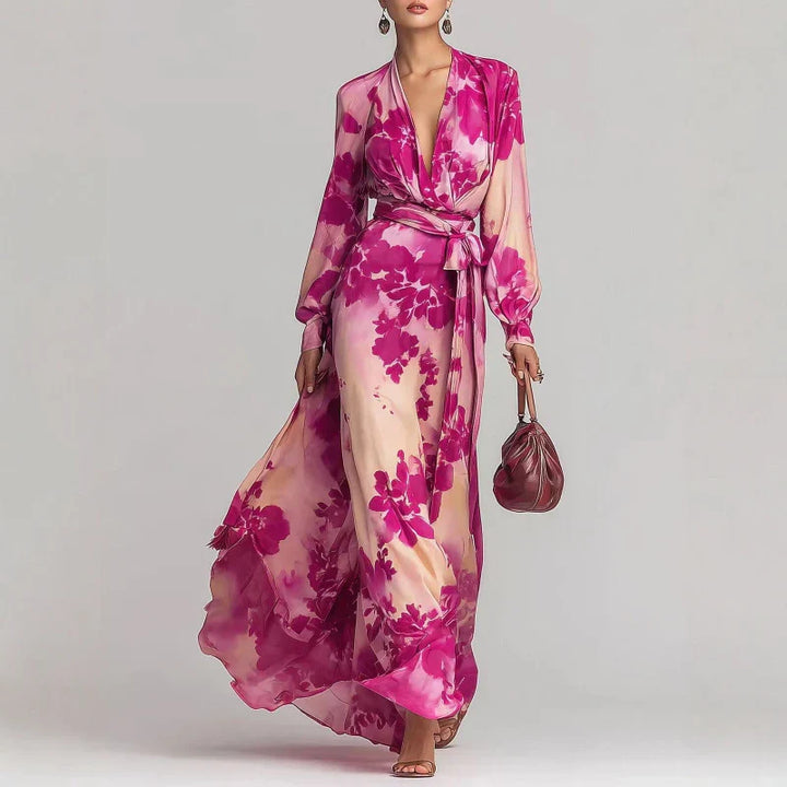 Norma | Women Floral Wrap Winter Wedding Guest Dress
