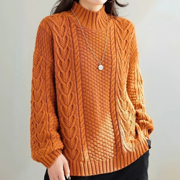 Orlagh | Women Mock Neck Cable Knit Sweater