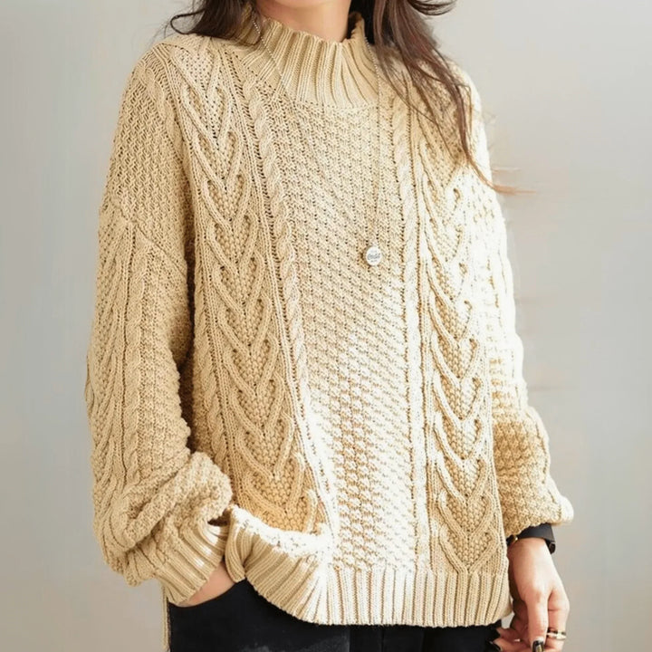 Orlagh | Women Mock Neck Cable Knit Sweater