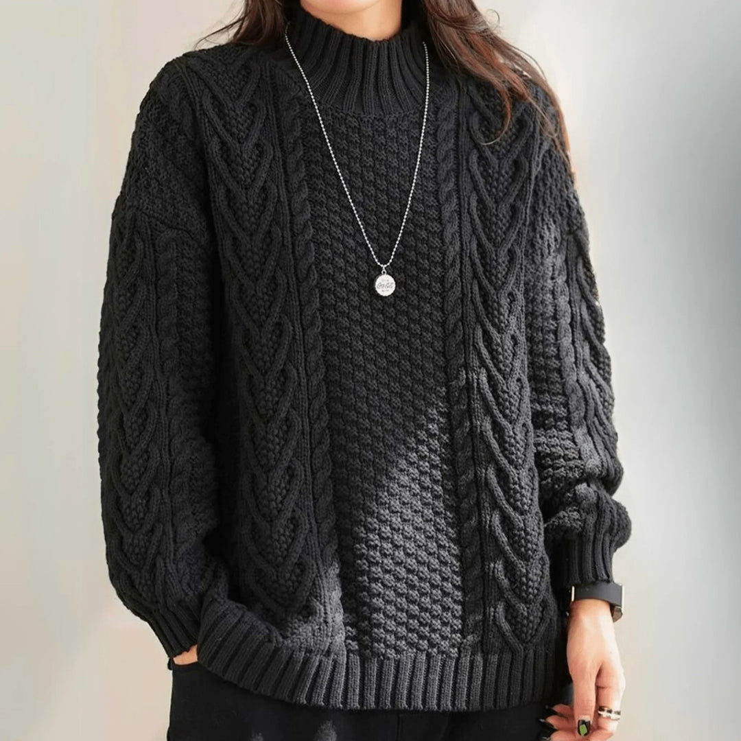 Orlagh | Women Mock Neck Cable Knit Sweater