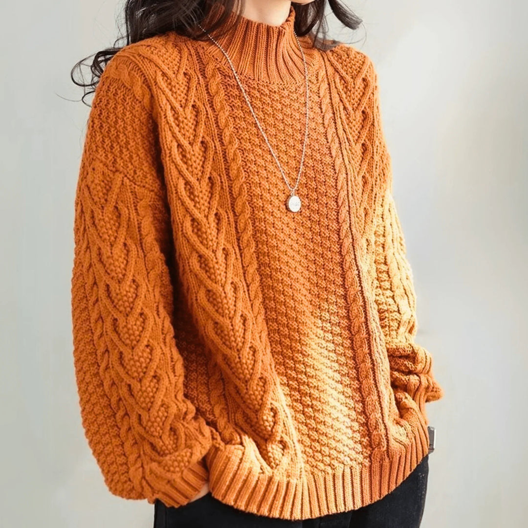 Orlagh | Women Mock Neck Cable Knit Sweater
