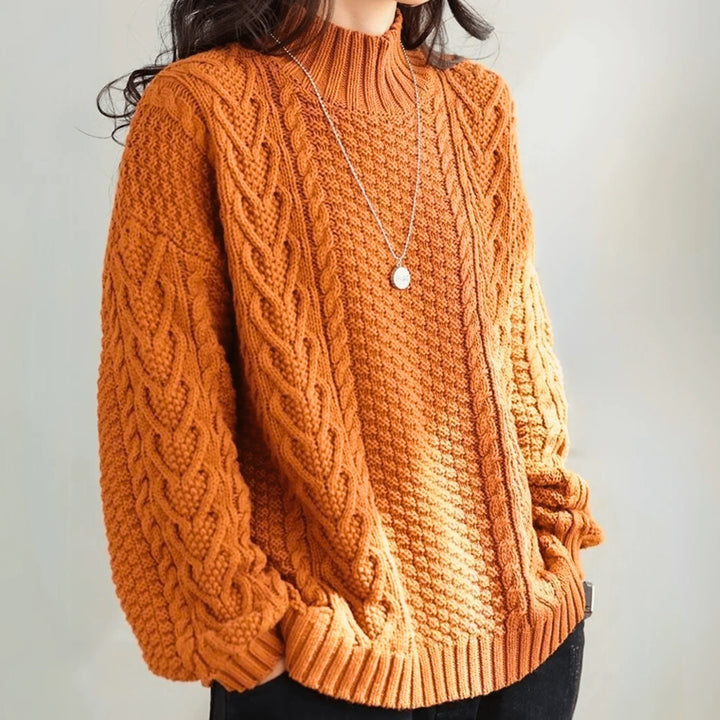 Orlagh | Women Mock Neck Cable Knit Sweater
